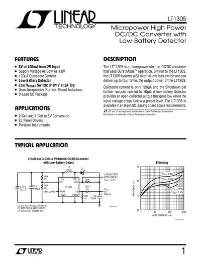Linear Technology LT1305 Datasheet - cover page