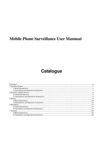 BUPHONE Mobile Phone Surveillance User Manual - cover page