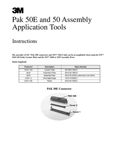 3M PAK 50E Assembly Application Tools Manual