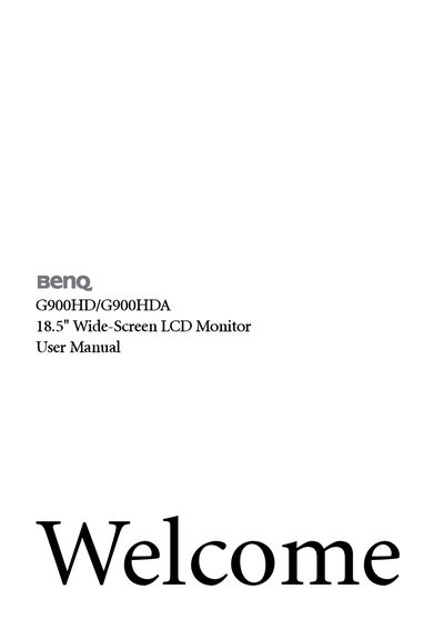 BenQ G900HD/G900HDA 18.5" Wide-Screen LCD Monitor User Manual