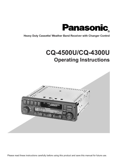 Panasonic CQ-4500U/CQ-4300U Heavy Duty Cassette/Weather Band Receiver Operating Instructions - cover page