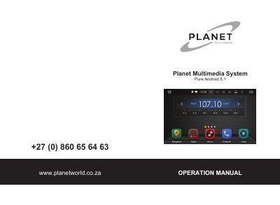 Planet Pure Android 5.1 Multimedia System Operation Manual - cover page