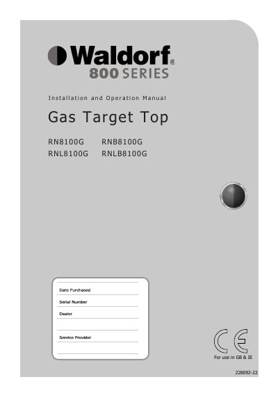 Moffat Gas Target Top 228092-22 Installation and Operation Manual - cover page