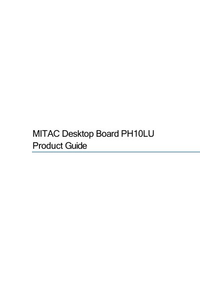 MITAC PH10LU Desktop Board Product Guide - cover page
