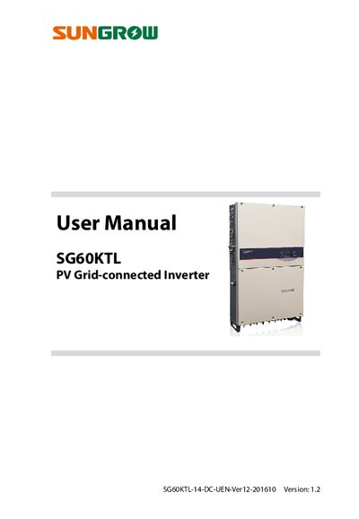 Sungrow SG60KTL Grid-Connected Inverter User Manual - cover page