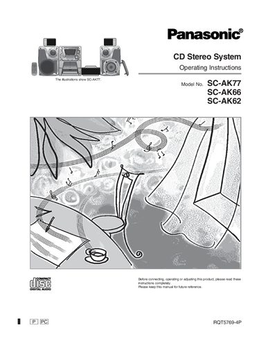 Panasonic SC-AK77/SC-AK66/SC-AK62 CD Stereo System Operating Instructions - cover page