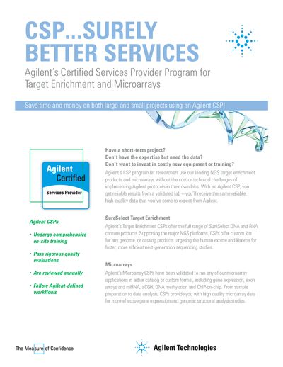 Agilent CSP Program for Target Enrichment and Microarrays Product Leaflet - cover page