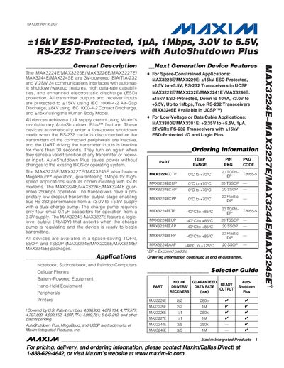 Maxim MAX3224E/MAX3225E/MAX3226E/MAX3227E/MAX3244E/MAX3245E Datasheet - cover page