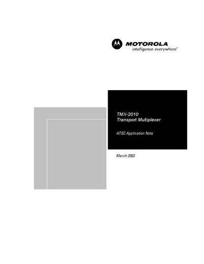 Motorola TMX-2010 Transport Multiplexer Application Note - cover page