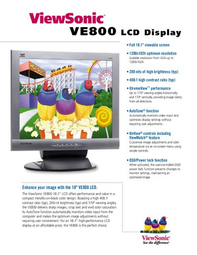 ViewSonic VE800 LCD Display User Manual - cover page