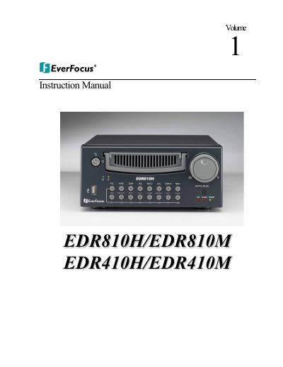 EverFocus EDR410H Instruction Manual - cover page
