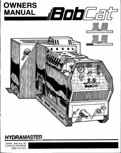 HydraMaster BobCat 3.0/3.5 Carpet Cleaning Plant Owner's Manual - cover page