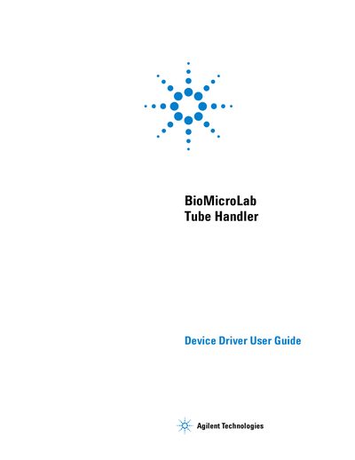 Agilent BioMicroLab Tube Handler Device Driver User Guide - cover page