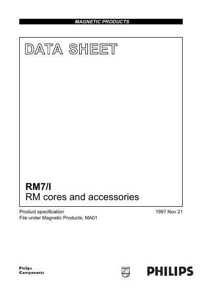 Philips RM7/I Magnetic Core Data Sheet - cover page