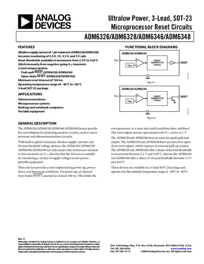 Analog Devices ADM6326/ADM6328/ADM6346/ADM6348 Datasheet - cover page