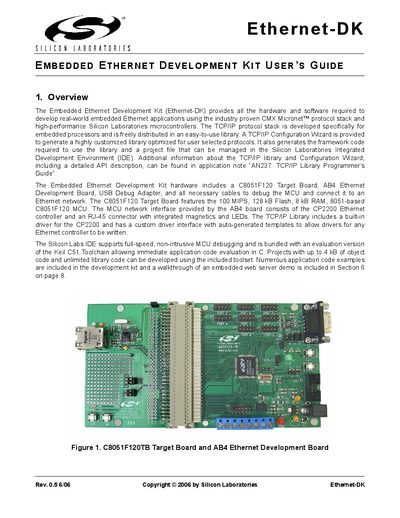 Silicon Laboratories Ethernet-DK Embedded Ethernet Development Kit User's Guide - cover page
