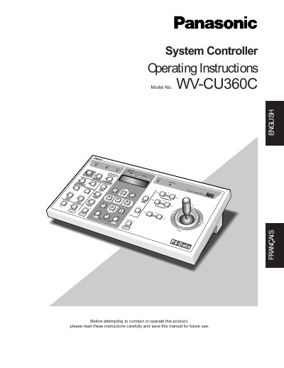 Panasonic WV-CU360C System Controller Operating Instructions