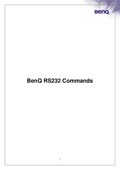 BenQ RS232 Commands Programming Manual - cover page