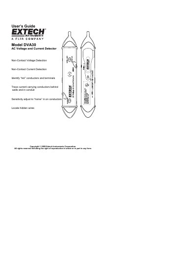 Extech DVA30 AC Voltage and Current Detector User's Guide