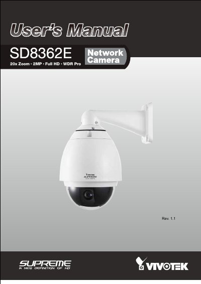 VIVOTEK SD8362E 20x Zoom Network Camera User's Manual - cover page