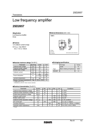 ROHM 2SD2657 Transistor Datasheet
