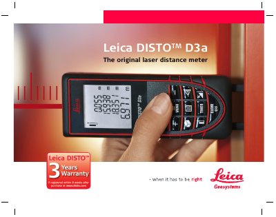Leica DISTO D3a Laser Distance Meter Safety Manual - cover page