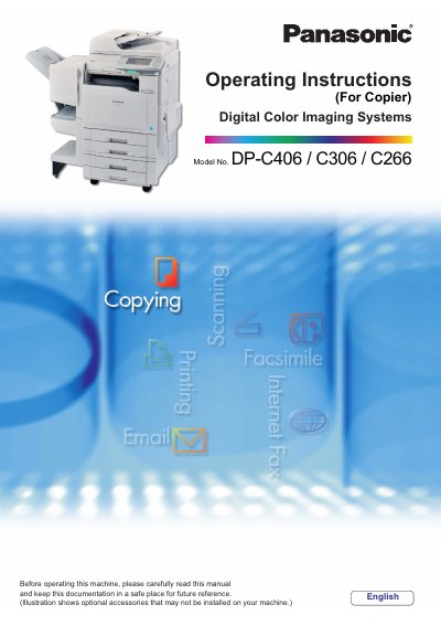 Panasonic DP-C406/C306/C266 Digital Color Imaging Systems Operating Instructions - cover page