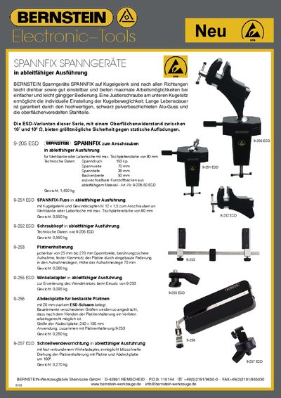 Bernstein Spannfix Clamp Device Product Leaflet - cover page