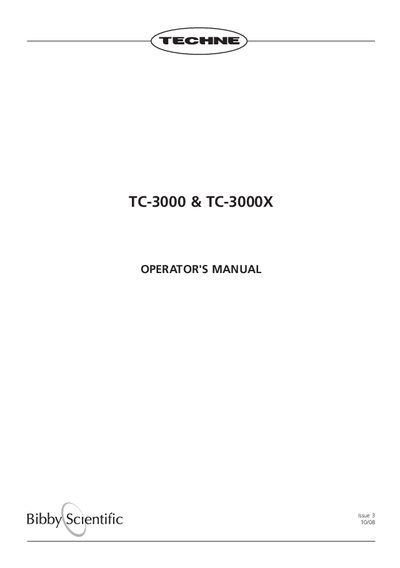 Bibby Scientific TC-3000/TC-3000X Operator's Manual - cover page