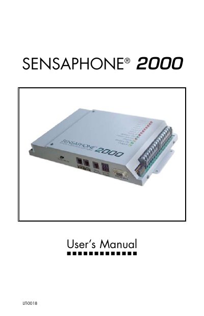 Sensaphone 2000 User's Manual - cover page