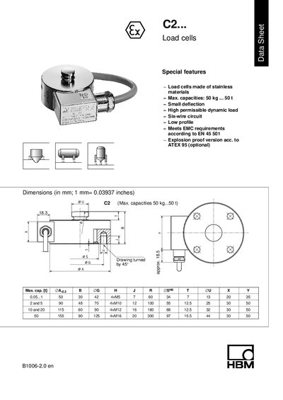 HBM C2 Load Cells Data Sheet - cover page