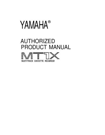 Yamaha MT1X Multitrack Cassette Recorder Operating Manual - cover page