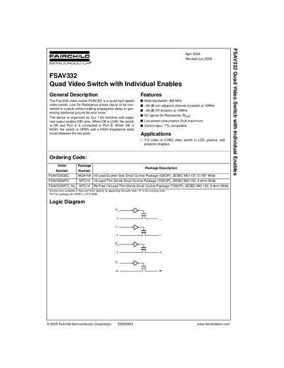 Fairchild FSAV332 Quad Video Switch Handbook - cover page