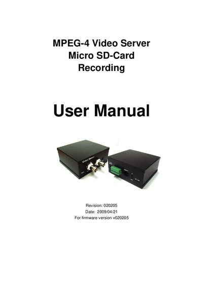 Starvedia MPEG-4 Video Server User Manual - cover page