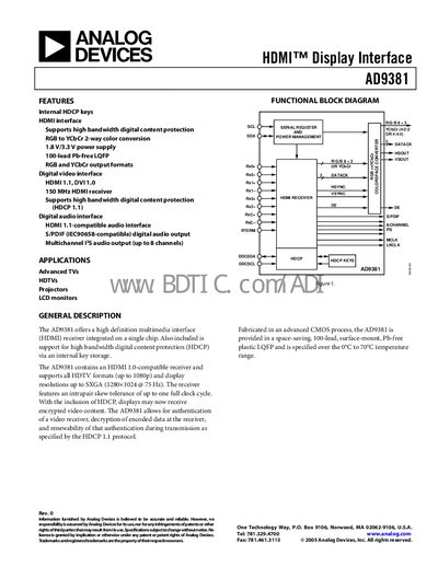 Analog Devices AD9381 Datasheet - cover page