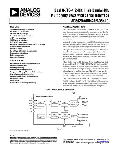 Analog Devices AD5429/AD5439/AD5449 Datasheet - cover page