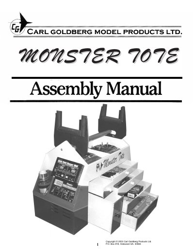 Carl Goldberg Monster Tote Assembly and Painting Manual - cover page