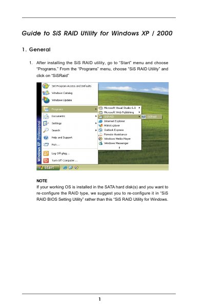 SiS RAID Utility User Manual for Windows XP/2000 - cover page