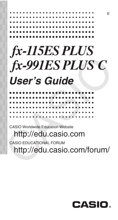 Casio FX-115ES PLUS/FX-991ES PLUS C User's Guide - cover page
