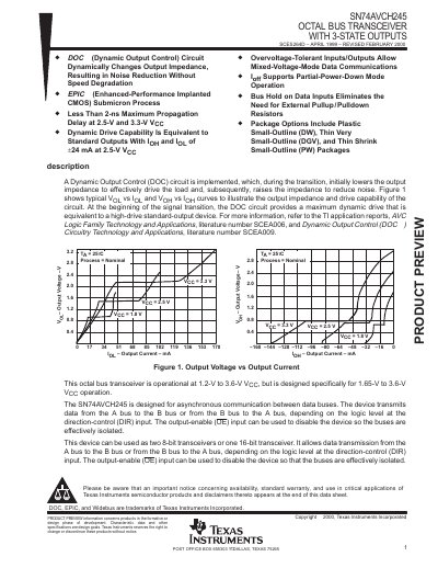Texas Instruments SN74AVCH245 Octal Bus Transceiver Datasheet - cover page