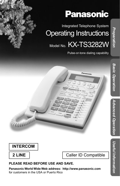 Panasonic KX-TS3282W Integrated Telephone System Operating Instructions
