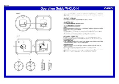 Casio IQ-123 Clock Operation Guide - cover page