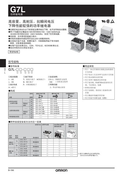 Omron G7L Power Relay Manual - cover page