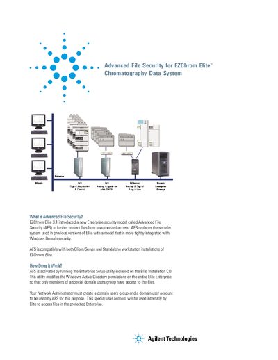 Agilent EZChrom Elite Advanced File Security Manual - cover page