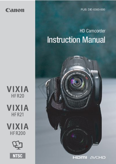 Canon VIXIA HF R21 A / VIXIA HF R20 A / VIXIA HF R200 A Camcorder Instruction Manual - cover page