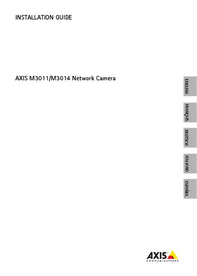 Axis M3011/M3014 Network Camera Installation Guide - cover page