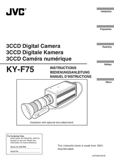 JVC 3CCD Digital Camera 3CCD Digitale Kamera 3CCD Cam&eacute;ra num&eacute;rique Manual - cover page