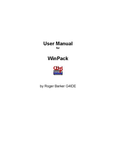 WinPack Software User Manual - cover page