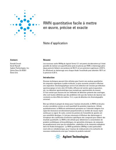 Agilent VnmrJ 3.1 Quantitative NMR Application Note - cover page