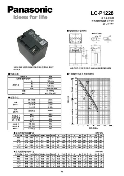 Panasonic LC-P1228 Battery Manual - cover page